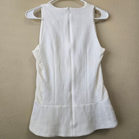 VICTORIA BECKHAM V-Neck Peplum High Low Sleeveless Cotton | Silk Top Blouse US 6 - Picture 5 of 10